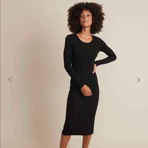 Lexi Rib Long Sleeve Midi Dress in Black - Marine Layer - Size Médium